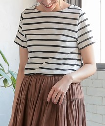 無地/ボーダーシンプルカットソー半袖Tシャツ