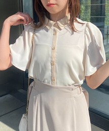 one after another NICE CLAUP | 【WEB限定商品】バイカラーフレアスリーブブラウス(シャツ/ブラウス)