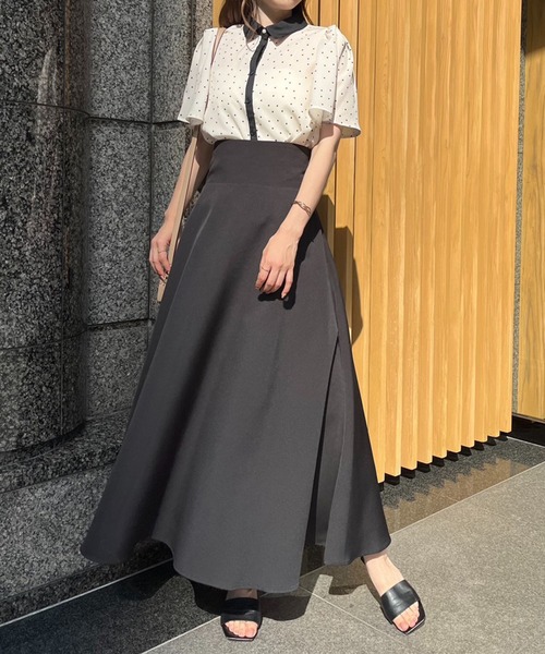 one after another NICE CLAUP（ワンアフターアナザーナイスクラップ）の「【WEB限定商品】バイカラーフレアスリーブブラウス（シャツ/ブラウス・レディース・アイボリー/ピンクベージュ/ネイビー/ドット・FREE）」の10枚目の写真