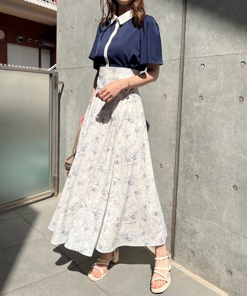 one after another NICE CLAUP（ワンアフターアナザーナイスクラップ）の「【WEB限定商品】バイカラーフレアスリーブブラウス（シャツ/ブラウス・レディース・アイボリー/ピンクベージュ/ネイビー/ドット・FREE）」の21枚目の写真