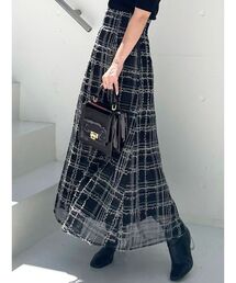 MERCURYDUO | チェック刺繍フレアスカート(スカート)