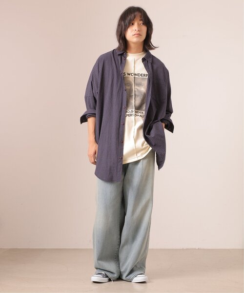 DOUBLE NAME(ダブルネーム)の「地球BACK刺しゅうチェックシャツワンピース(シャツワンピース・レディース・ブラウン/グリーン/ネイビー・FREE)」の3枚目の写真