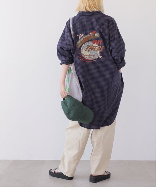 DOUBLE NAME(ダブルネーム)の「地球BACK刺しゅうチェックシャツワンピース(シャツワンピース・レディース・ブラウン/グリーン/ネイビー・FREE)」の10枚目の写真