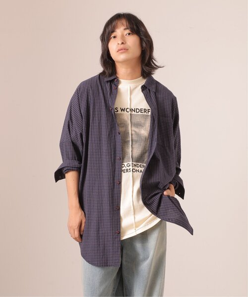 DOUBLE NAME(ダブルネーム)の「地球BACK刺しゅうチェックシャツワンピース(シャツワンピース・レディース・ブラウン/グリーン/ネイビー・FREE)」の15枚目の写真