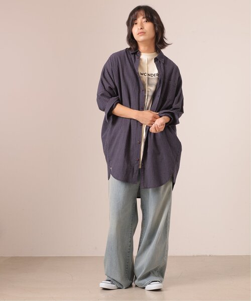 DOUBLE NAME(ダブルネーム)の「地球BACK刺しゅうチェックシャツワンピース(シャツワンピース・レディース・ブラウン/グリーン/ネイビー・FREE)」の19枚目の写真
