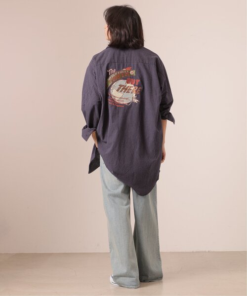 DOUBLE NAME(ダブルネーム)の「地球BACK刺しゅうチェックシャツワンピース(シャツワンピース・レディース・ブラウン/グリーン/ネイビー・FREE)」の20枚目の写真