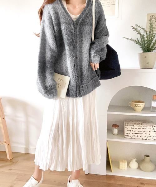 mily bilet（ミウィビレット）の「【mily bilet】ラフに旬顔スタイル。配色グラデーション ニットカーディガン（カーディガン/ボレロ・レディース・ブラック/ブラウン/ピンク/イエロー・LARGE/MEDIUM/SMALL/X-LARGE）」の7枚目の写真