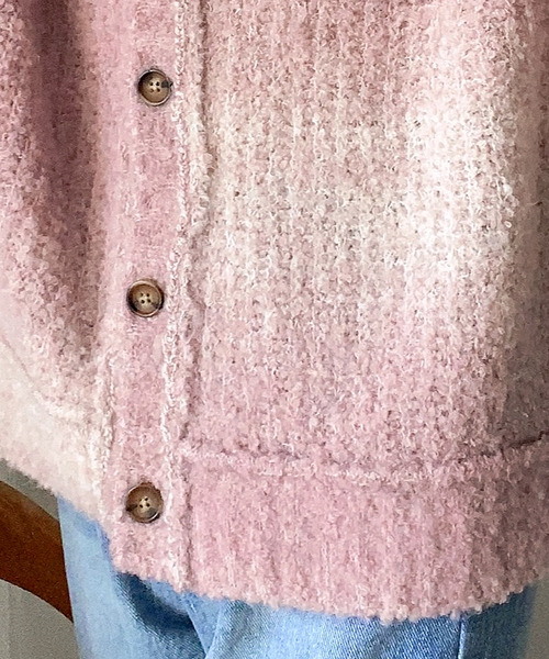 mily bilet（ミウィビレット）の「【mily bilet】ラフに旬顔スタイル。配色グラデーション ニットカーディガン（カーディガン/ボレロ・レディース・ブラック/ブラウン/ピンク/イエロー・LARGE/MEDIUM/SMALL/X-LARGE）」の18枚目の写真