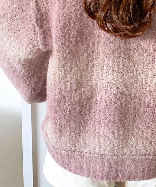 mily bilet（ミウィビレット）の「【mily bilet】ラフに旬顔スタイル。配色グラデーション ニットカーディガン（カーディガン/ボレロ・レディース・ブラック/ブラウン/ピンク/イエロー・LARGE/MEDIUM/SMALL/X-LARGE）」の19枚目の写真