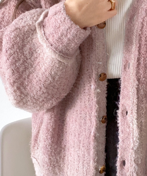 mily bilet（ミウィビレット）の「【mily bilet】ラフに旬顔スタイル。配色グラデーション ニットカーディガン（カーディガン/ボレロ・レディース・ブラック/ブラウン/ピンク/イエロー・LARGE/MEDIUM/SMALL/X-LARGE）」の22枚目の写真