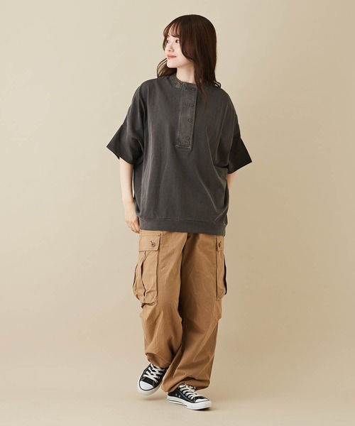 CUBE SUGAR（キューブシュガー）の「無地綿ダンプイージーカーゴパンツ（カーゴパンツ・レディース・ベージュ/オレンジ/ネイビー・M）」の4枚目の写真