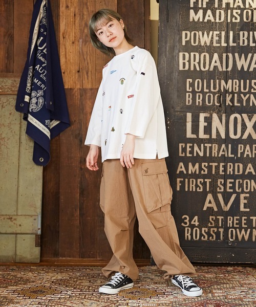 CUBE SUGAR（キューブシュガー）の「無地綿ダンプイージーカーゴパンツ（カーゴパンツ・レディース・ベージュ/オレンジ/ネイビー・M）」の14枚目の写真