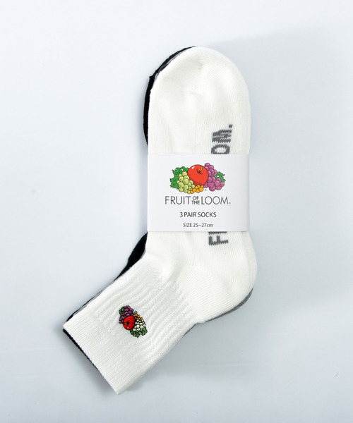 DEVICE（デバイス）の「【FRUIT OF THE LOOM/フルーツオブザルーム】靴下 ソックス 3足セット 刺繍入り ミドル丈（ソックス/靴下・メンズ・マルチ・FREE）」の6枚目の写真