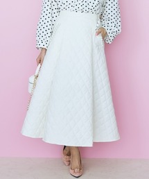 <大きいサイズ> パール調ボタン付きキルティングスカート marun