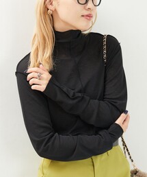 限定展開 ハイツイスト スラブリブ シアー タートルネック Tシャツ