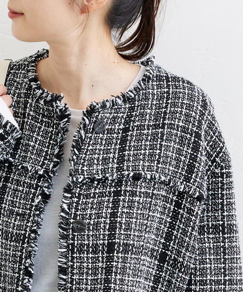 JOURNAL STANDARD ツイードジャケット ノーカラー ツイードジャケット | ジャーナルスタンダード(JOURNAL STANDARD