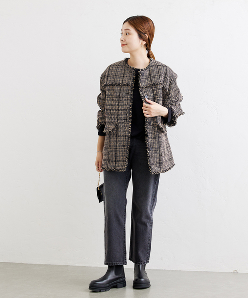 ジャーナルスタンダード　ツイードノーカラージャケット JOURNAL STANDARD（ジャーナルスタンダード）の「ツイードジャケット