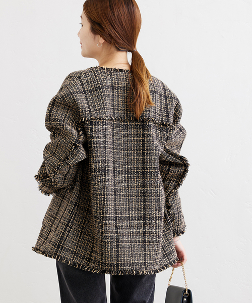 JOURNAL STANDARD ツイードジャケット ノーカラー JOURNAL STANDARD（ジャーナルスタンダード）の「ツイードジャケット