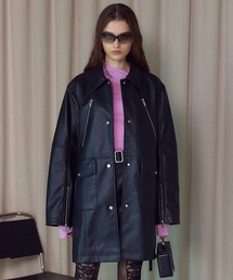 PRANK PROJECT | 【23AUTUMN先行予約商品】ヴィーガンレザーミドルコート / Vegan Leather Middle Coat(ステンカラーコート)