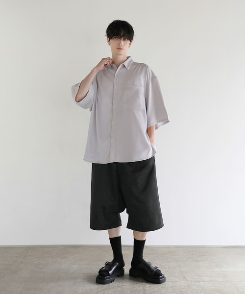 ルーズシルエットドレープサルエルワイドショーツ TR/裏毛