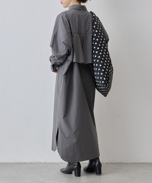 BEARDSLEY バックペプラムフリルワンピース　ネイビー　新品 continuer de NICE CLAUP ワンピース 「_chipi2xセレクト」2way