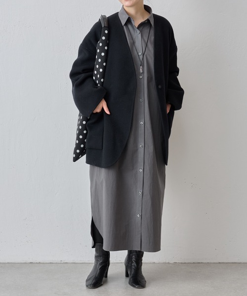 BEARDSLEY バックペプラムフリルワンピース　ネイビー　新品 予約]ぺプラムレイヤードデザインキャミワンピース/ブラック