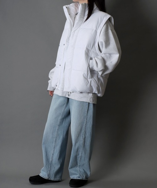 SITRY(シトリー)の「SITRY multiway detachable sleeve WIDE FIBER DOWN JACKET/別注 マルチウェイ パファージャケット パデッドジャケット ファイバーダウンジャケット パファーベスト パデッドベスト ファイバーダウンベスト(ダウンジャケット/コート・メンズ・ホワイト/ライトグレー/ブラック・M/L)」の19枚目の写真