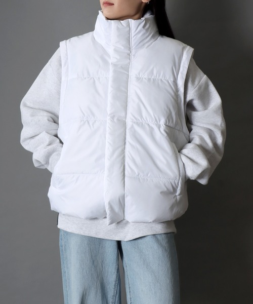 SITRY(シトリー)の「SITRY multiway detachable sleeve WIDE FIBER DOWN JACKET/別注 マルチウェイ パファージャケット パデッドジャケット ファイバーダウンジャケット パファーベスト パデッドベスト ファイバーダウンベスト(ダウンジャケット/コート・メンズ・ホワイト/ライトグレー/ブラック・M/L)」の20枚目の写真