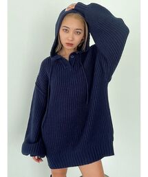 EMODA | レイヤーフーディーオーバーニット(ニット/セーター)