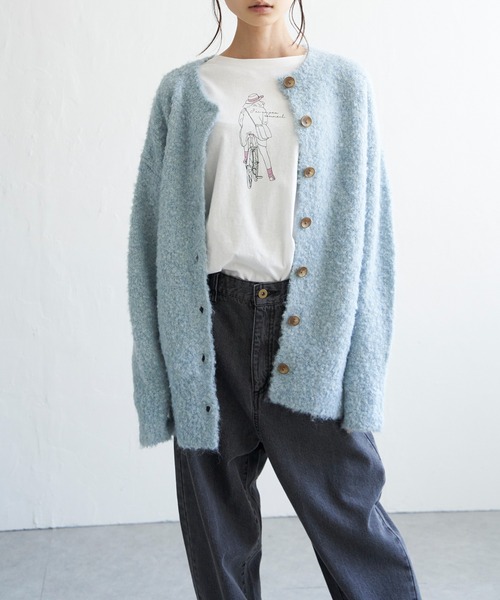 LBC(エルビーシー)の「リサイクルモコモコ2WAYカーディガン(カーディガン/ボレロ・レディース・ベージュ/グリーン/ピンク/ライトブルー・M)」の4枚目の写真