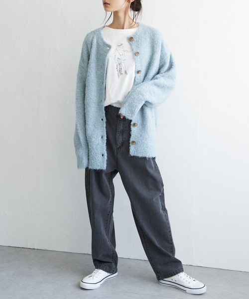 LBC(エルビーシー)の「リサイクルモコモコ2WAYカーディガン(カーディガン/ボレロ・レディース・ベージュ/グリーン/ピンク/ライトブルー・M)」の8枚目の写真