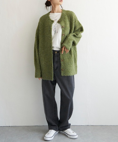 LBC(エルビーシー)の「リサイクルモコモコ2WAYカーディガン(カーディガン/ボレロ・レディース・ベージュ/グリーン/ピンク/ライトブルー・M)」の12枚目の写真