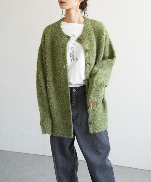 LBC(エルビーシー)の「リサイクルモコモコ2WAYカーディガン(カーディガン/ボレロ・レディース・ベージュ/グリーン/ピンク/ライトブルー・M)」の10枚目の写真