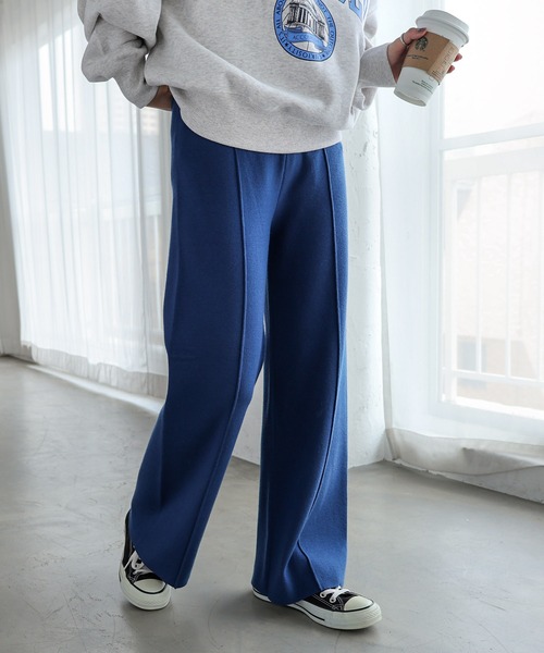 andme（アンドミー）の「ストレッチピンタックニットパンツ（その他パンツ・レディース・ブラック/オレンジ/グレー/クリーム/カーキ/ブルー系その他/ライトベージュ/グレー系/ブラウン・M/L）」の8枚目の写真