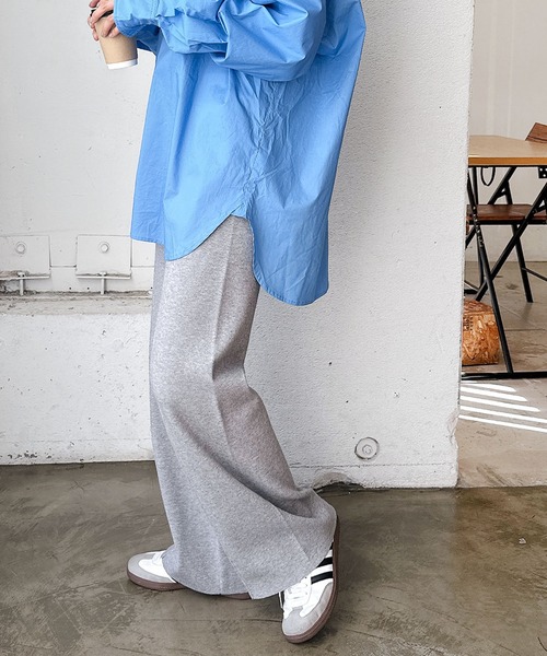 andme（アンドミー）の「ストレッチピンタックニットパンツ（その他パンツ・レディース・ブラック/オレンジ/グレー/クリーム/カーキ/ブルー系その他/ライトベージュ/グレー系/ブラウン・M/L）」の2枚目の写真