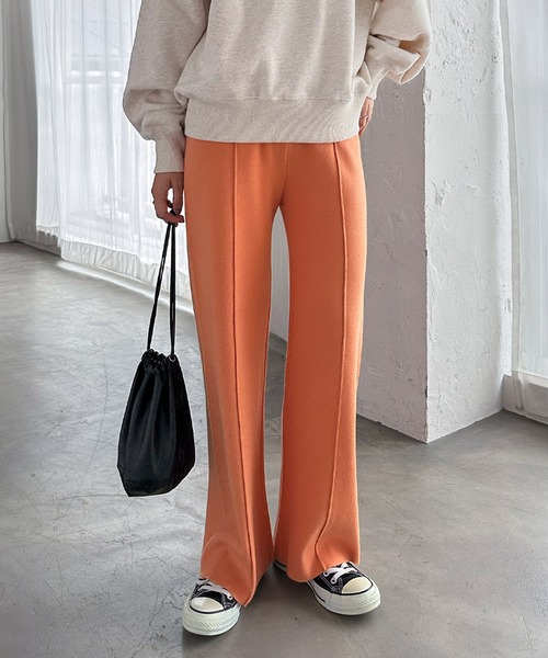 andme（アンドミー）の「ストレッチピンタックニットパンツ（その他パンツ・レディース・ブラック/オレンジ/グレー/クリーム/カーキ/ブルー系その他/ライトベージュ/グレー系/ブラウン・M/L）」の9枚目の写真