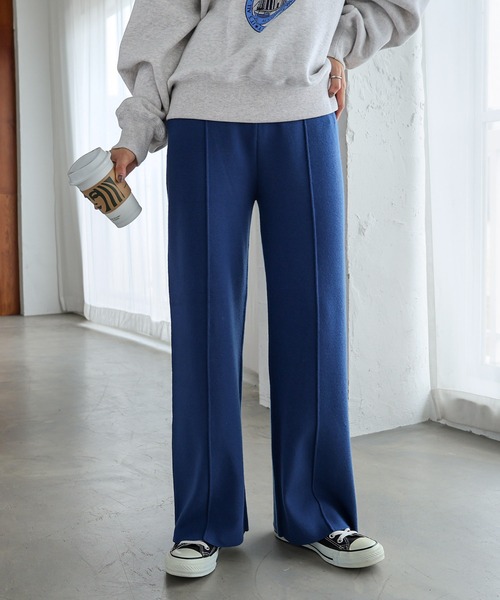 andme（アンドミー）の「ストレッチピンタックニットパンツ（その他パンツ・レディース・ブラック/オレンジ/グレー/クリーム/カーキ/ブルー系その他/ライトベージュ/グレー系/ブラウン・M/L）」の13枚目の写真