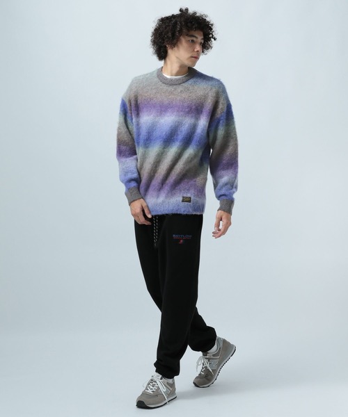 BAYFLOW（ベイフロー）の「グラデーションニットプルオーバー（ニット/セーター・メンズ・パープル/ベージュ/チャコール/オレンジ・MEDIUM/LARGE）」の8枚目の写真
