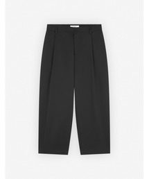 CROPPED PLEATED CHINO PANTS IN COTTON GABARDINE WITH LOGO HANDWRITING EMBROIDERY