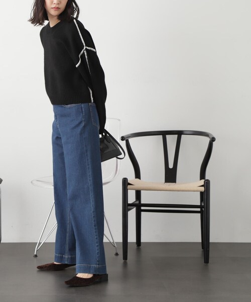 FREE'S MART（フリーズマート）の「◆杢ストレッチ総針配色ステッチニット（ニット/セーター・レディース・グリーン/パープル/ホワイト/ベージュ/ブラック・FREE）」の9枚目の写真