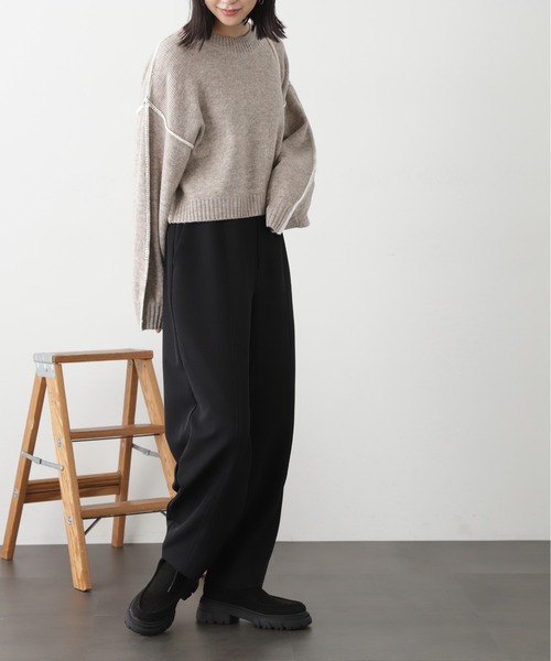 FREE'S MART（フリーズマート）の「◆杢ストレッチ総針配色ステッチニット（ニット/セーター・レディース・グリーン/パープル/ホワイト/ベージュ/ブラック・FREE）」の14枚目の写真