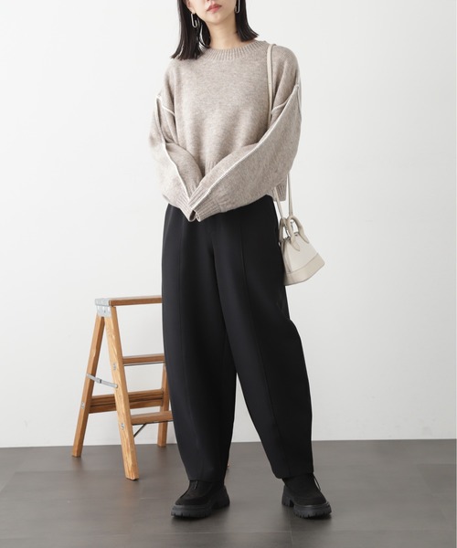 FREE'S MART（フリーズマート）の「◆杢ストレッチ総針配色ステッチニット（ニット/セーター・レディース・グリーン/パープル/ホワイト/ベージュ/ブラック・FREE）」の18枚目の写真