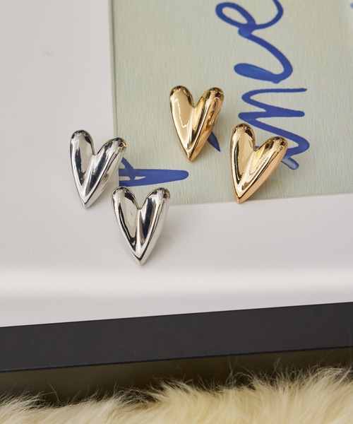 VIS（ビス）の「ハートモチーフピアス（ピアス（両耳用）・レディース・ゴールド/シルバー・FREE）」の8枚目の写真