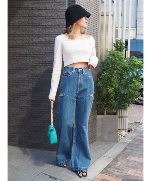 EVRIS（エヴリス）の「スクエアネッククロップドトップス（Tシャツ/カットソー・レディース・ブラック/グレー/ホワイト・FREE）」の10枚目の写真