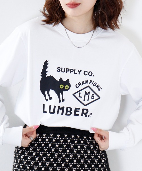 LUMBER（ランバー）の「LUMBER プリントロングTシャツ（Tシャツ/カットソー・メンズ・オレンジ/ベージュ/ホワイト/ブラック系1/ベージュ系2/ホワイト系4/ホワイト系1/オリーブ/ブラック/ホワイト系2/グレー/ベージュ系1/ホワイト系3/ブラック系2/ホワイト系5/オレンジ系1/グレー系その他/オリーブ系1・S/M/L/LL）」の3枚目の写真