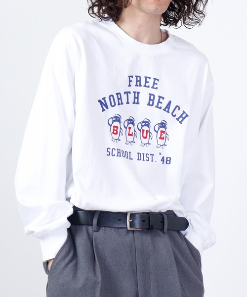 LUMBER（ランバー）の「LUMBER プリントロングTシャツ（Tシャツ/カットソー・メンズ・オレンジ/ベージュ/ホワイト/ブラック系1/ベージュ系2/ホワイト系4/ホワイト系1/オリーブ/ブラック/ホワイト系2/グレー/ベージュ系1/ホワイト系3/ブラック系2/ホワイト系5/オレンジ系1/グレー系その他/オリーブ系1・S/M/L/LL）」の4枚目の写真