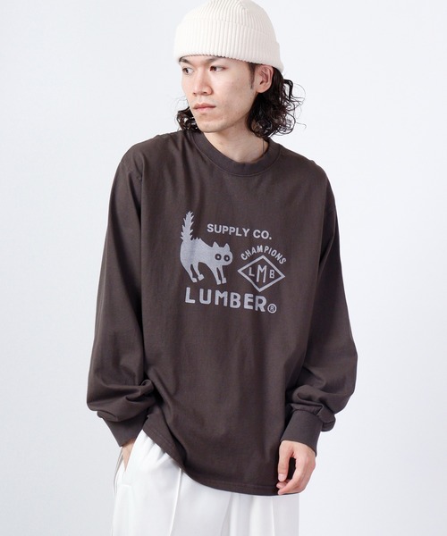 LUMBER（ランバー）の「LUMBER プリントロングTシャツ（Tシャツ/カットソー・メンズ・オレンジ/ベージュ/ホワイト/ブラック系1/ベージュ系2/ホワイト系4/ホワイト系1/オリーブ/ブラック/ホワイト系2/グレー/ベージュ系1/ホワイト系3/ブラック系2/ホワイト系5/オレンジ系1/グレー系その他/オリーブ系1・S/M/L/LL）」の8枚目の写真