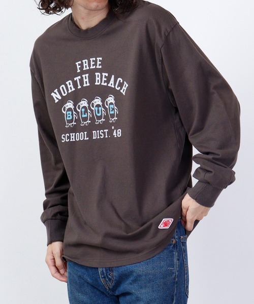 LUMBER（ランバー）の「LUMBER プリントロングTシャツ（Tシャツ/カットソー・メンズ・オレンジ/ベージュ/ホワイト/ブラック系1/ベージュ系2/ホワイト系4/ホワイト系1/オリーブ/ブラック/ホワイト系2/グレー/ベージュ系1/ホワイト系3/ブラック系2/ホワイト系5/オレンジ系1/グレー系その他/オリーブ系1・S/M/L/LL）」の9枚目の写真