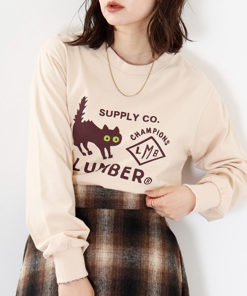 LUMBER（ランバー）の「LUMBER プリントロングTシャツ（Tシャツ/カットソー・メンズ・オレンジ/ベージュ/ホワイト/ブラック系1/ベージュ系2/ホワイト系4/ホワイト系1/オリーブ/ブラック/ホワイト系2/グレー/ベージュ系1/ホワイト系3/ブラック系2/ホワイト系5/オレンジ系1/グレー系その他/オリーブ系1・S/M/L/LL）」の13枚目の写真