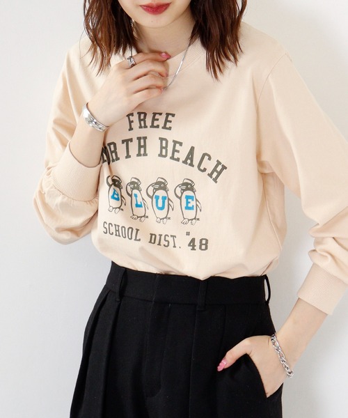 LUMBER（ランバー）の「LUMBER プリントロングTシャツ（Tシャツ/カットソー・メンズ・オレンジ/ベージュ/ホワイト/ブラック系1/ベージュ系2/ホワイト系4/ホワイト系1/オリーブ/ブラック/ホワイト系2/グレー/ベージュ系1/ホワイト系3/ブラック系2/ホワイト系5/オレンジ系1/グレー系その他/オリーブ系1・S/M/L/LL）」の14枚目の写真